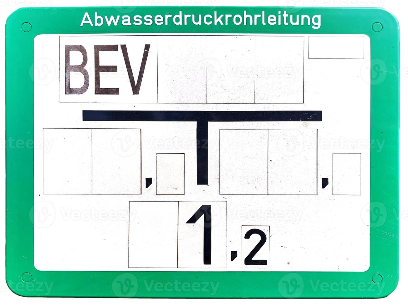 German utility location marker BEV Be und Entluftungsventil - ventilation valve of Abwasserdruckrohrleitung vacuum sewer pipe photo