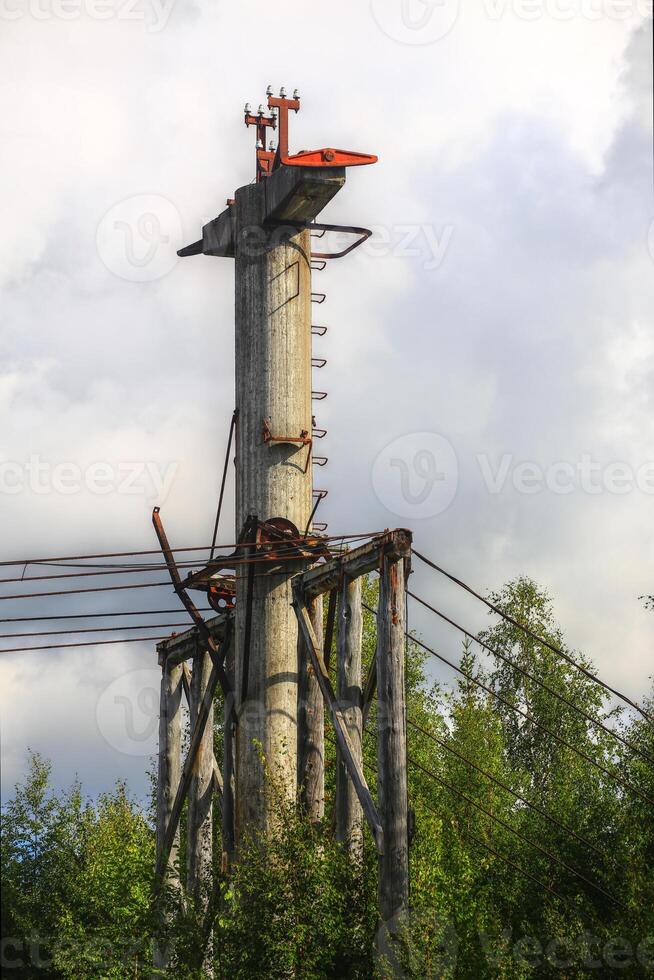 Historic support of Norsjoe ropeway in northern Sweden photo