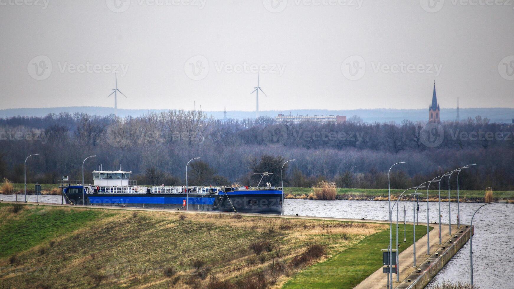 River barge at the side of Mittelland canal in Germany photo