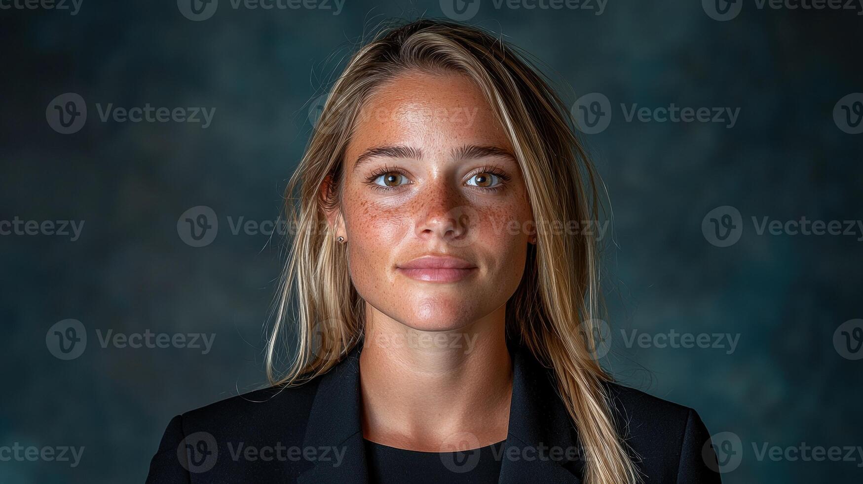 Portrait of a young woman with freckles photo