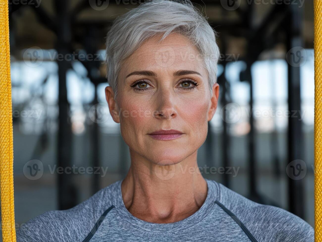 Portrait of a mature woman with short gray hair photo