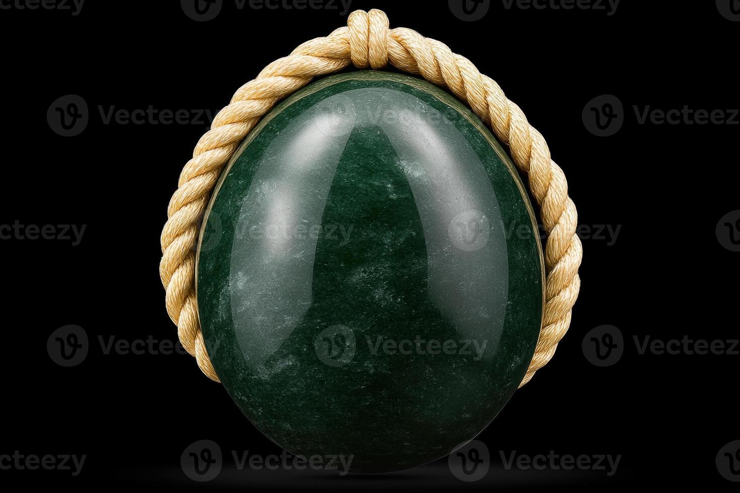 Green jade egg with gold rope, luxury easter egg, precious stone egg photo