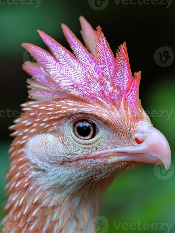 Close up of a vibrant bird with pink feathers photo