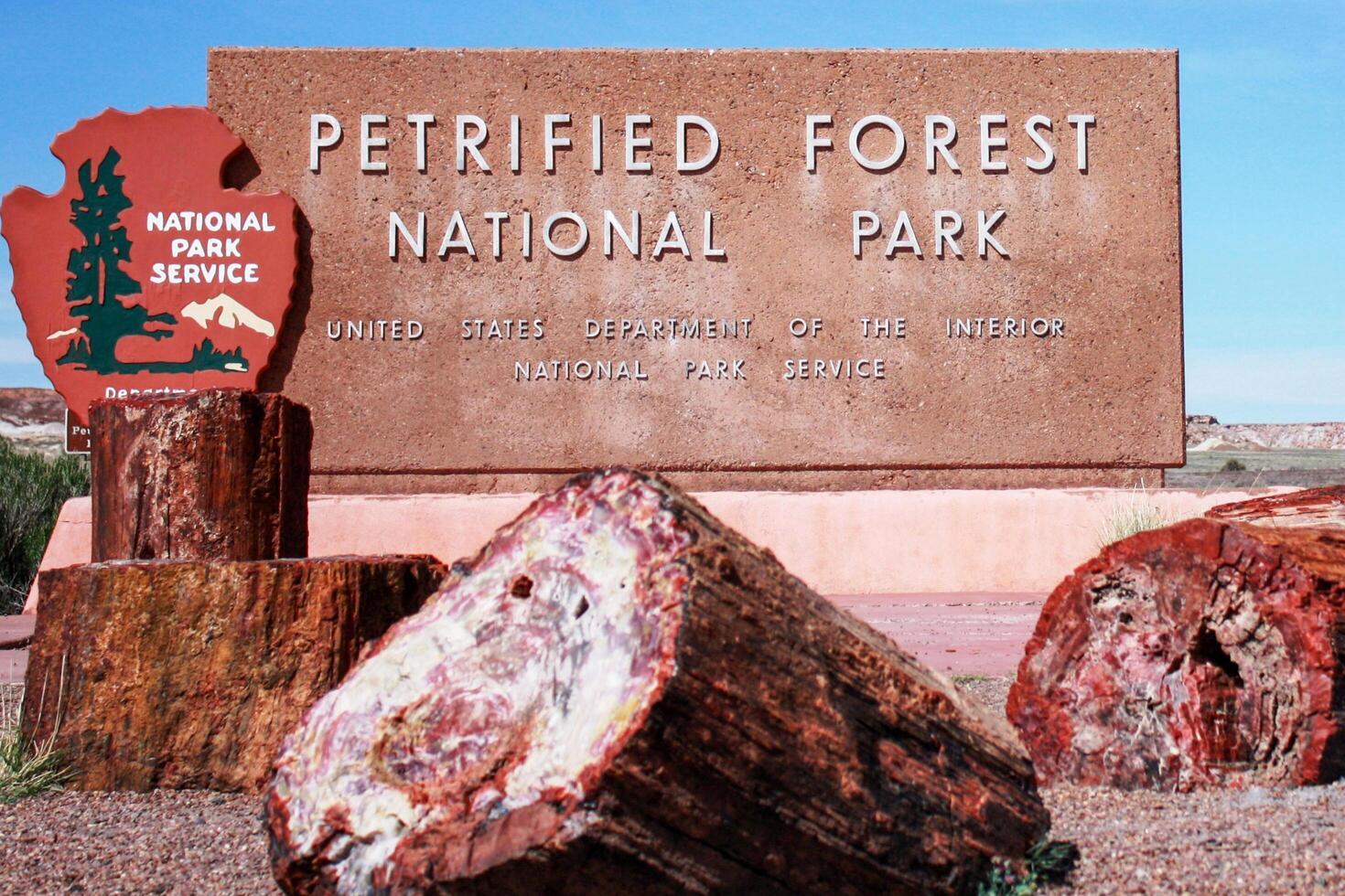 Arizona, Route 66 USA, 2024 - Welcome to Petrified Forest National Park Entrance in Arizona photo