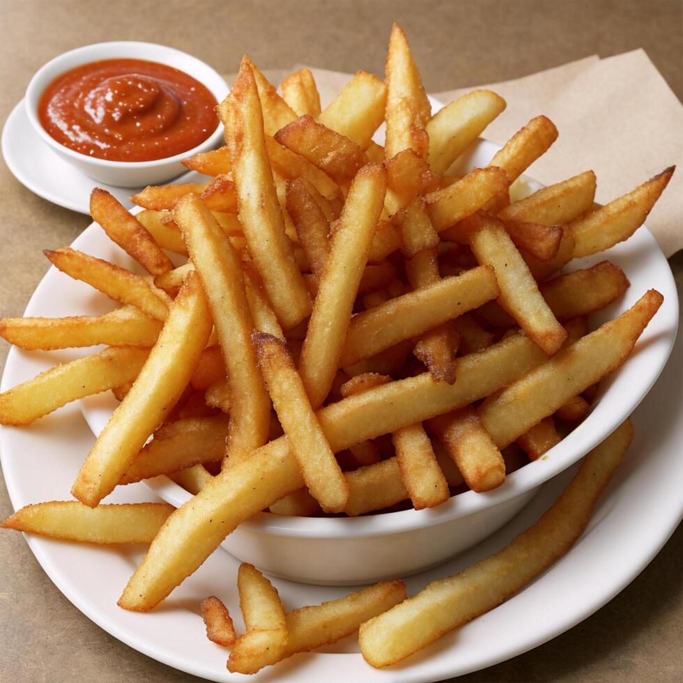 A plate of french fries photo