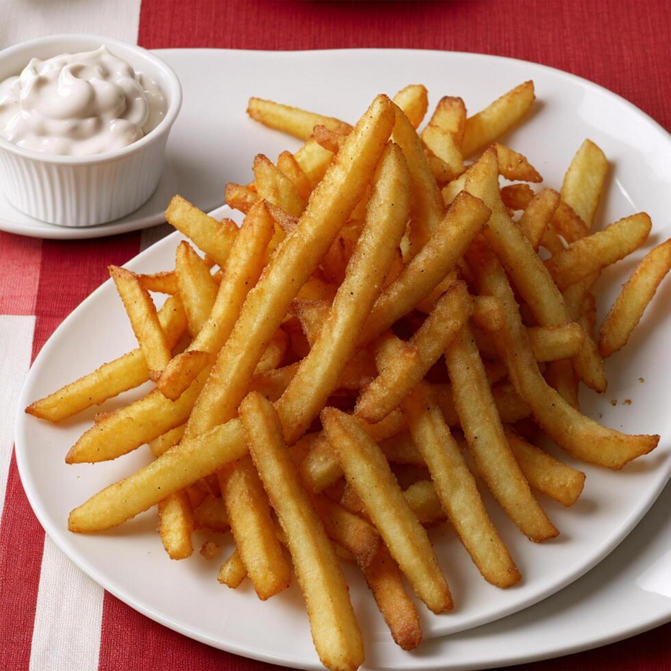 A plate of french fries photo