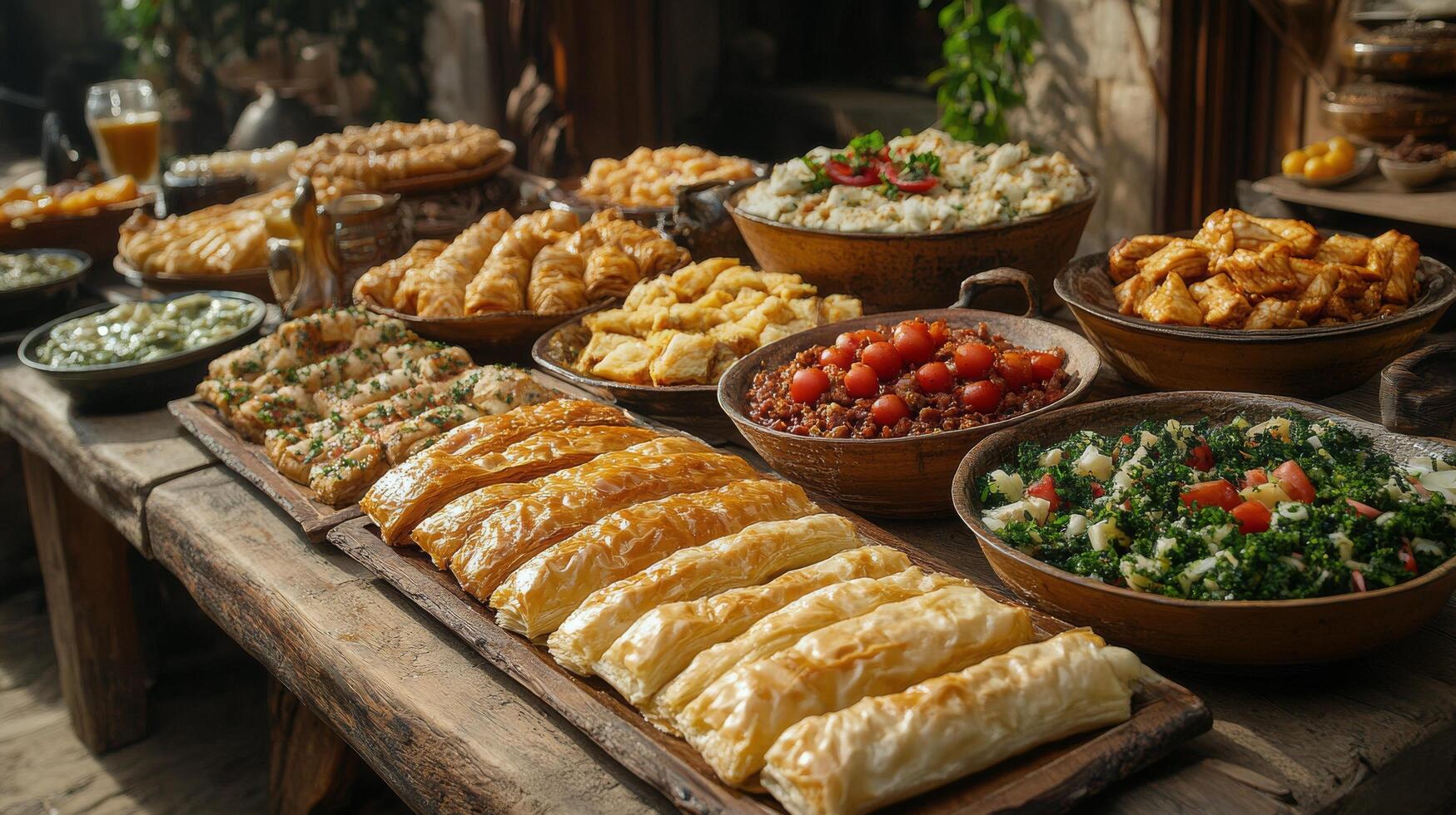 Display of assorted pastries in a bakery showcasing diverse flavors and textures photo