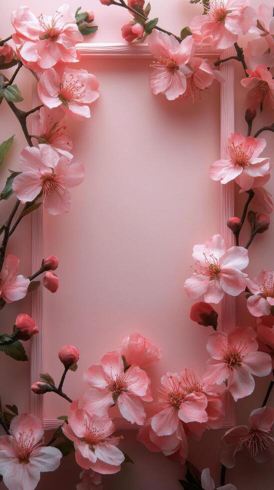 Beautiful arrangement of pink flowers on a soft pink background for a delicate floral display photo