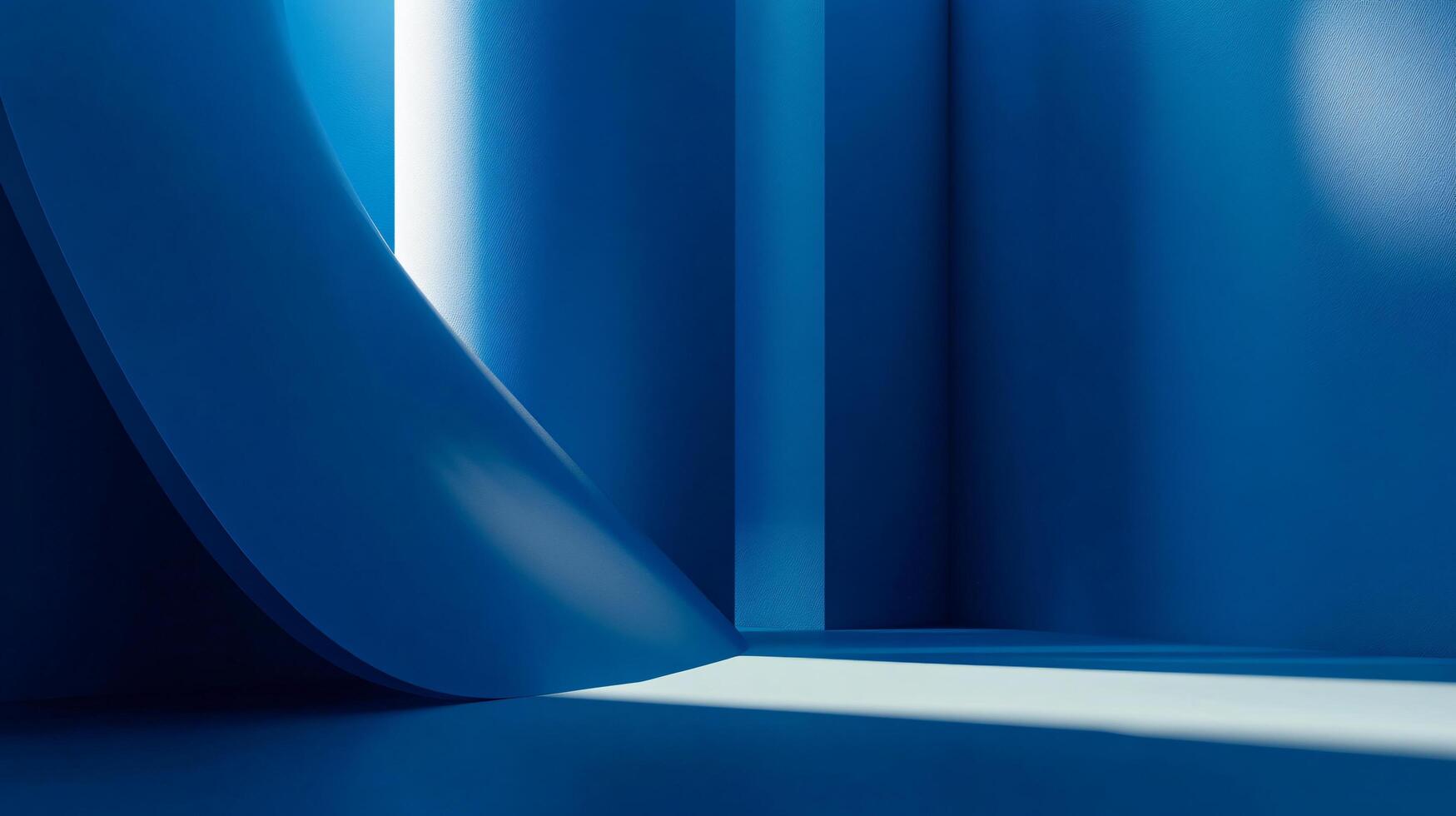 Blue room with a blue wall and a blue wall. The room is empty and the blue wall is the only thing visible photo