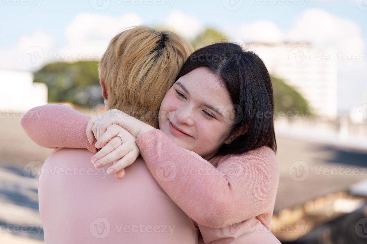 Couple embracing for valentine day in a romantic outdoor setting capturing love and connection photo