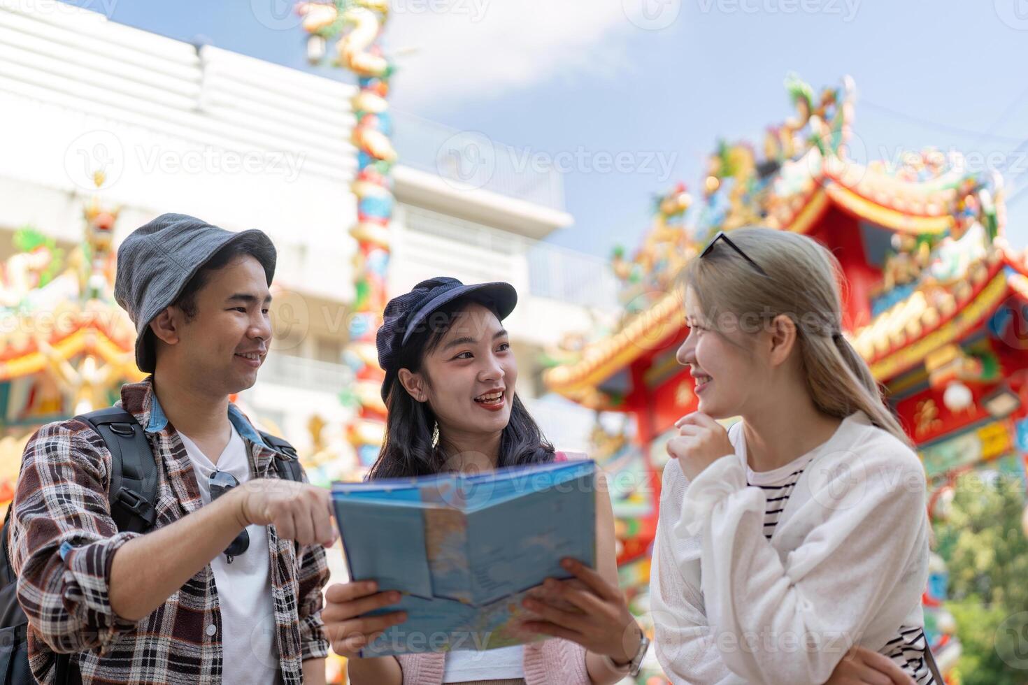 Travel adventures with friends in vibrant cultural locations engaging experiences joyful moments photo