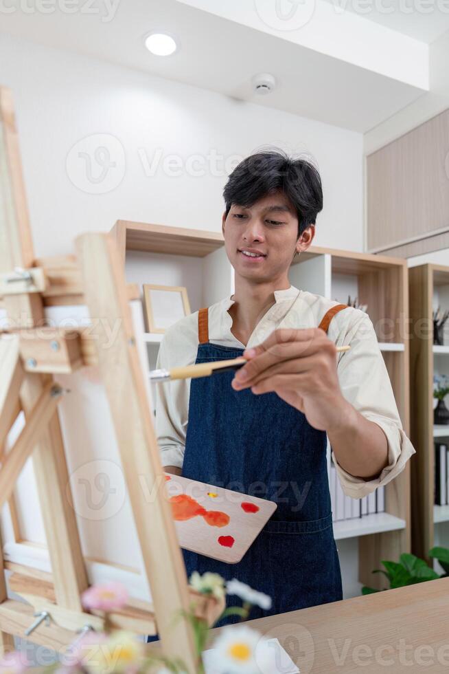 Creative painting session art studio visual content bright environment close up view artistic inspiration photo