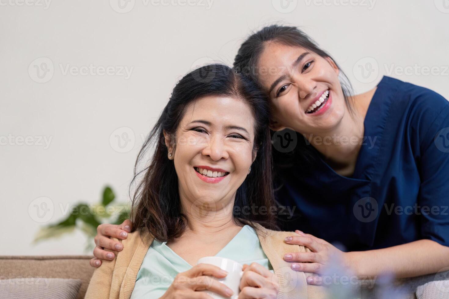 Joyful moment between mother and daughter home setting family interaction indoor environment warm atmosphere connection photo