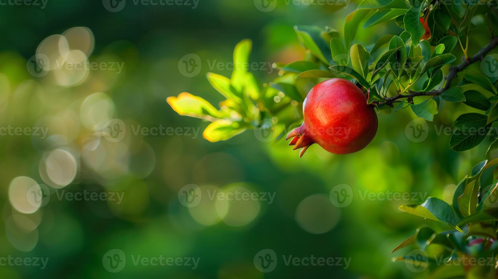 Ripe pomegranate fruits on a tree branch photo