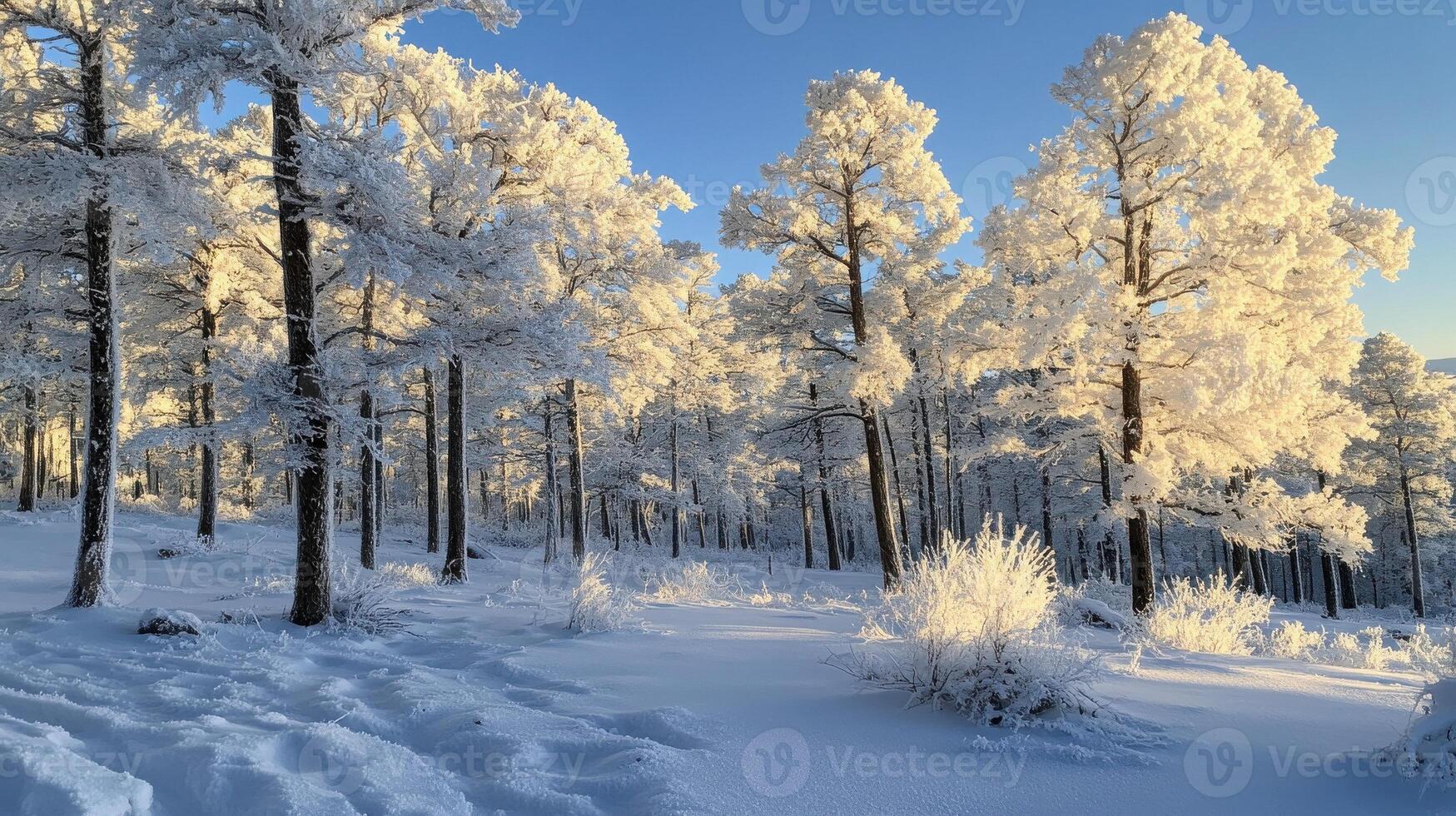 Winter landscape with snow covered trees photo