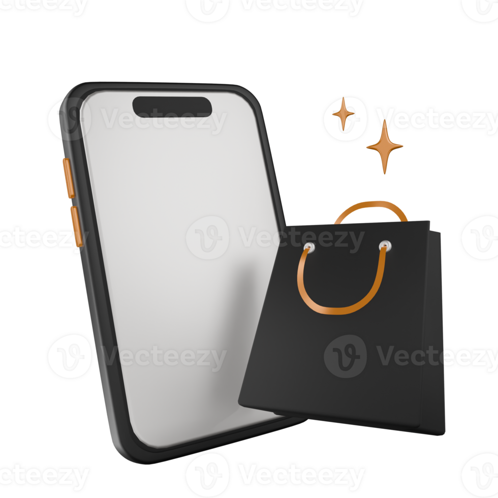 A smartphone with a shopping bag on it png