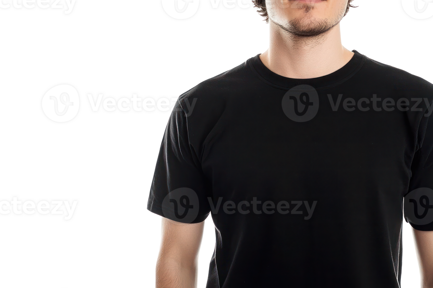 Man in Black T Shirt Mockup Apparel Clothing Design Style Fashion Casual Simple Blank Template png