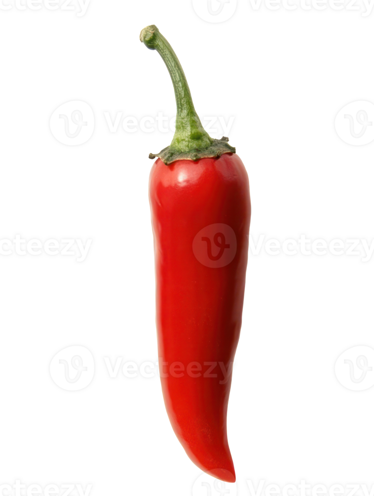 Spicy red chili pepper isolated transparent background food photography ingredient png