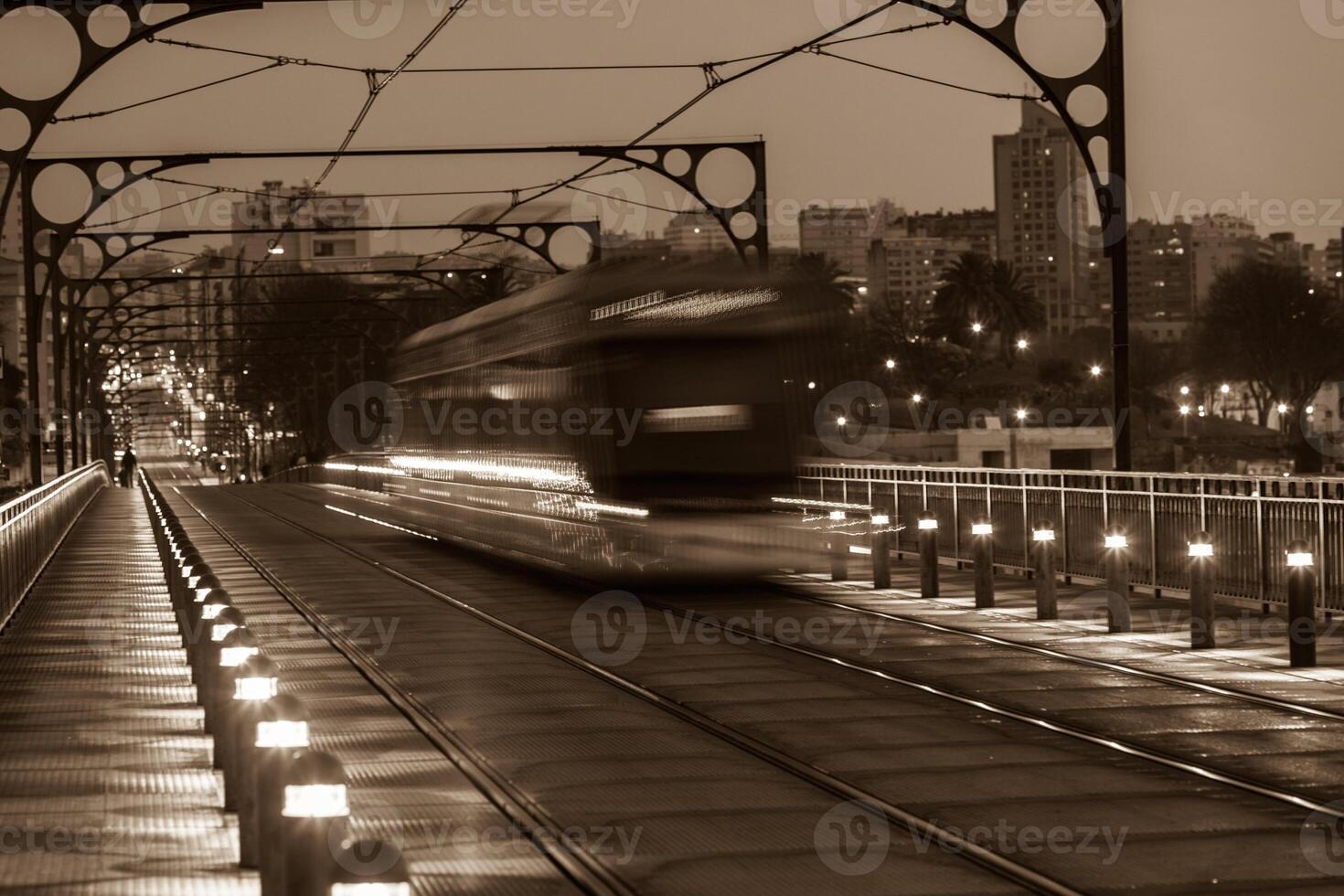 Metro Train on the Bridge of Dom Luiz in Porto photo