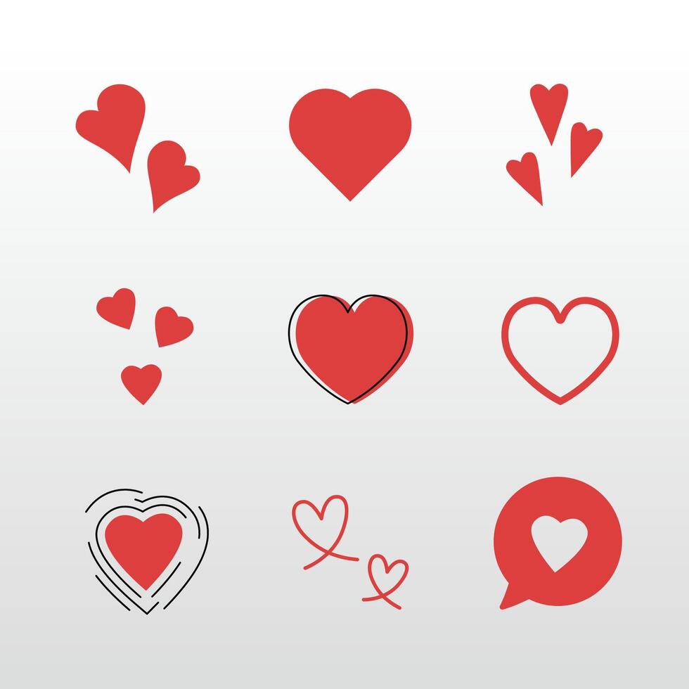 Collection of Red Heart Shapes and Icons vector