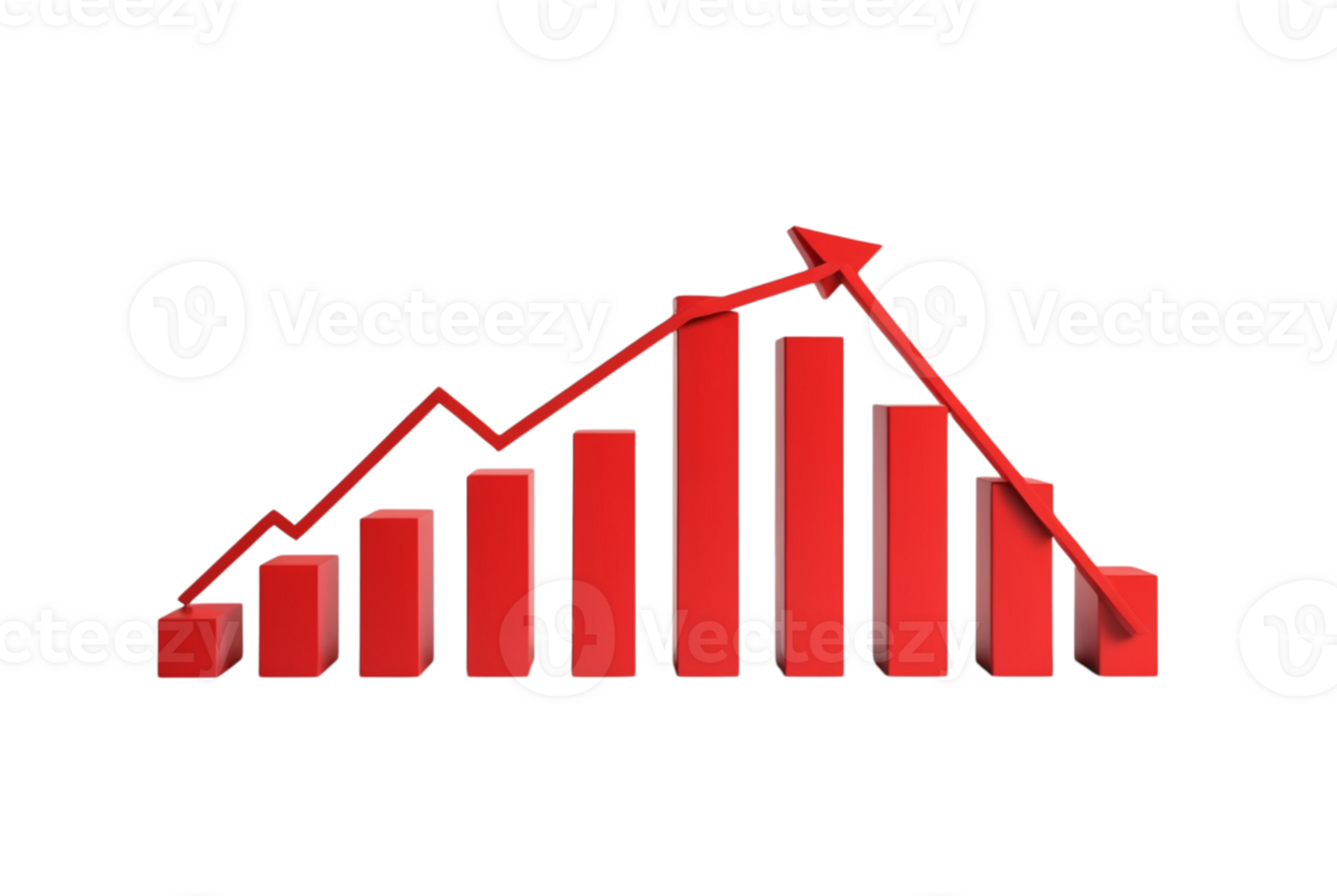 Red upward arrow graph showing rising trend indicates improvement png