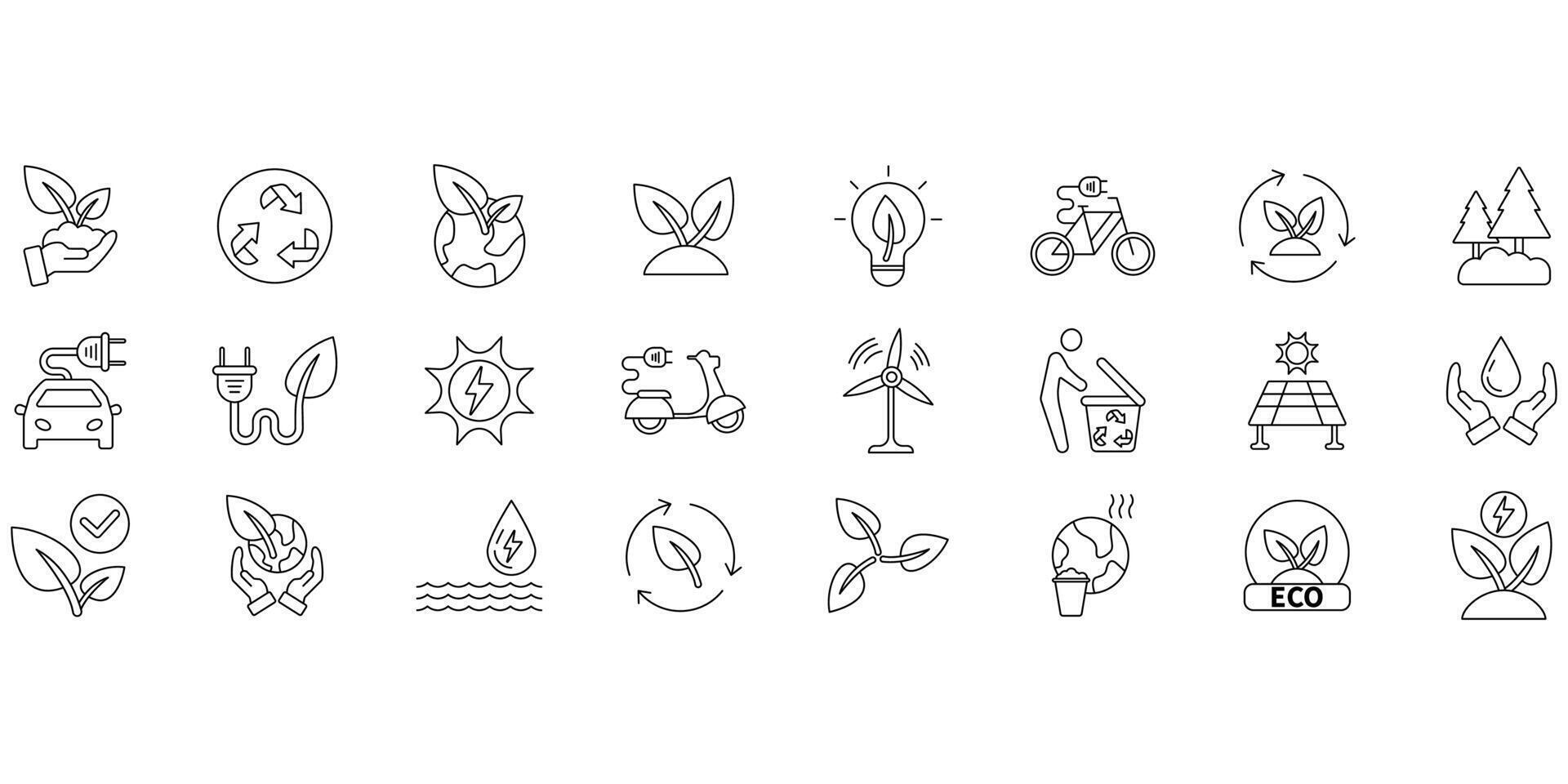 Ecology icons set. Set of editable stroke icons.Set of Ecology vector