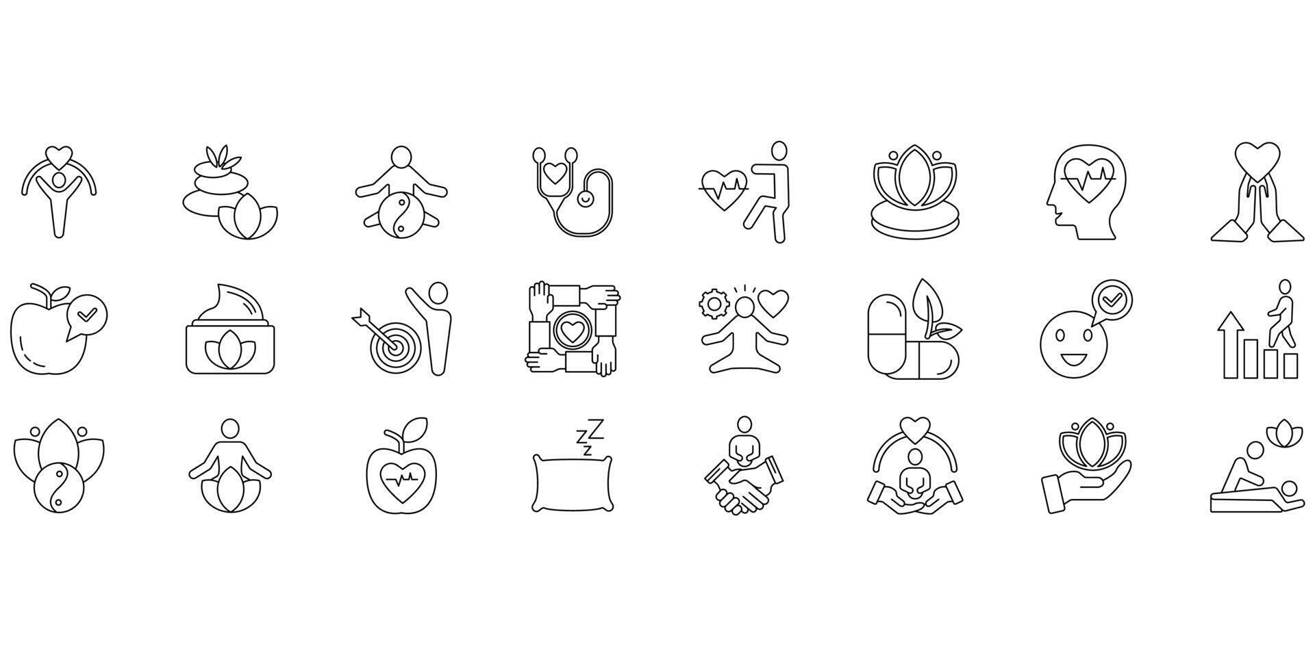 Wellness icons set. Set of editable stroke icons.Set of Wellness vector