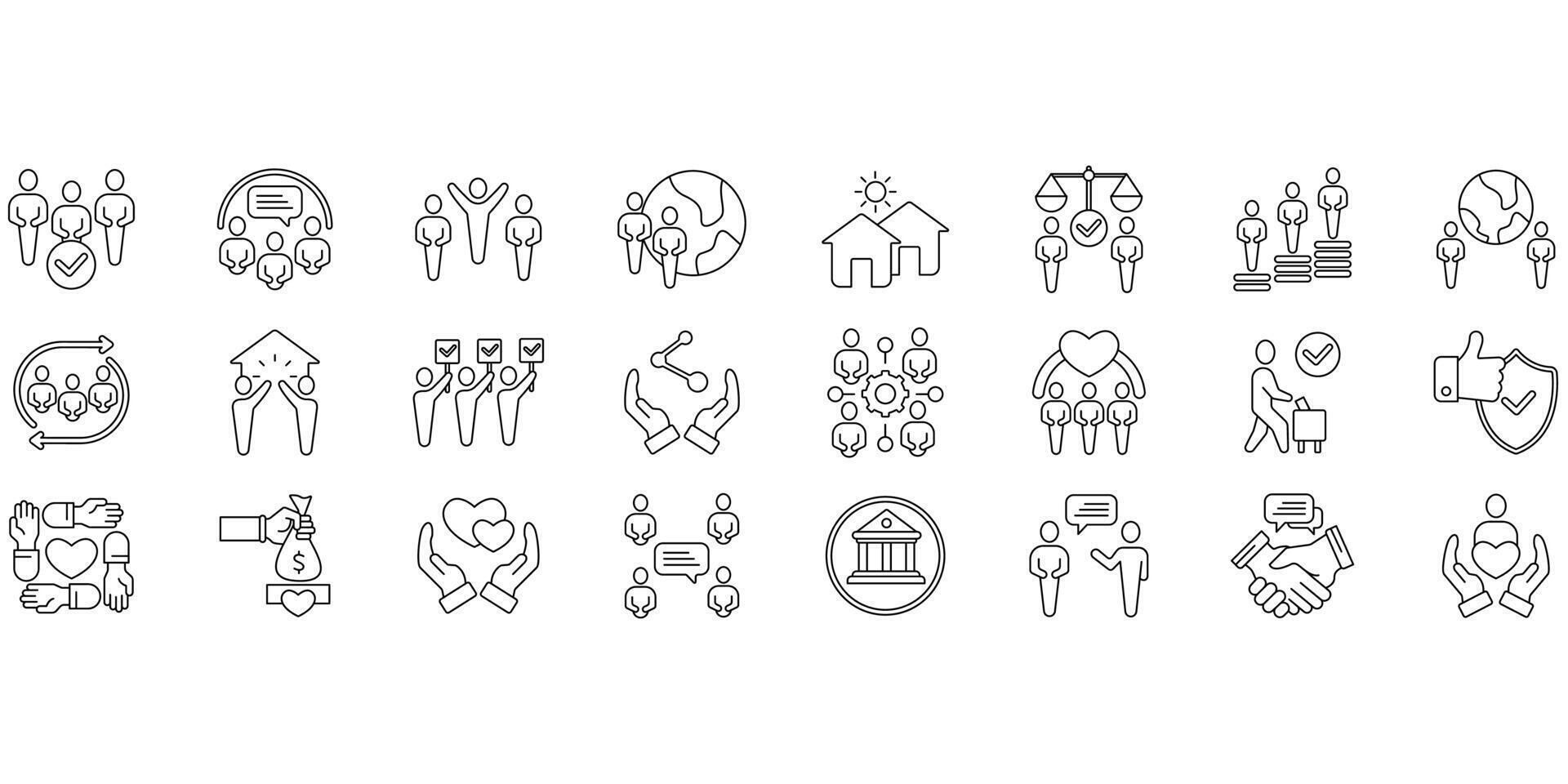 Community icons set. Set of editable stroke icons.Set of Community vector