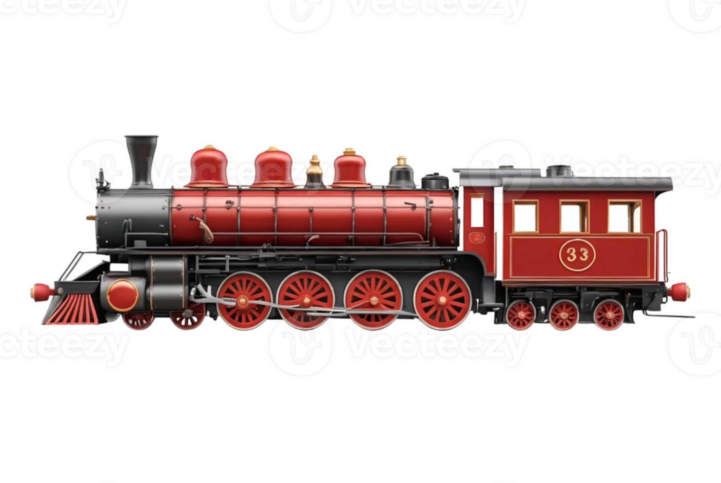 3D steam train side view journey png