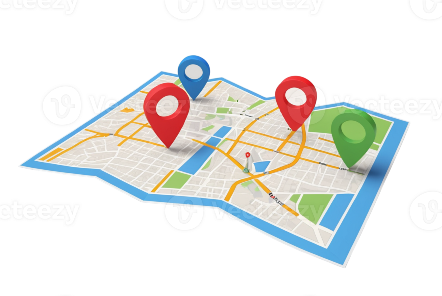 A 3D map pin shows a business location png