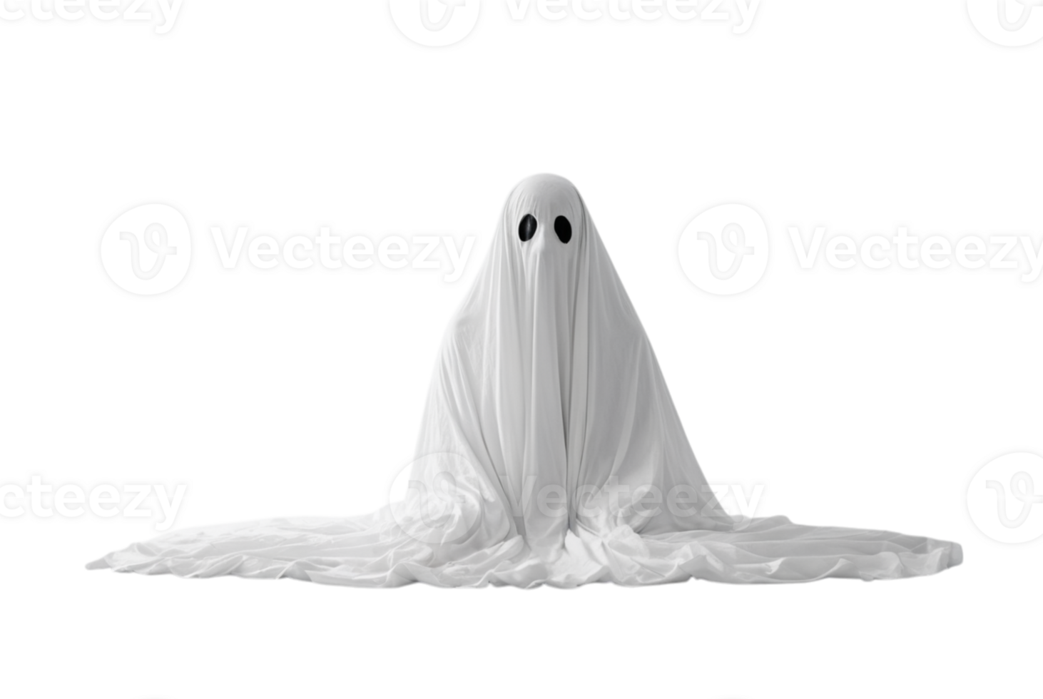 A ghostly figure draped in a white sheet with large black eye holes seeks revenge png