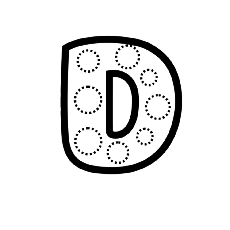 a black and white letter d with circles around it png