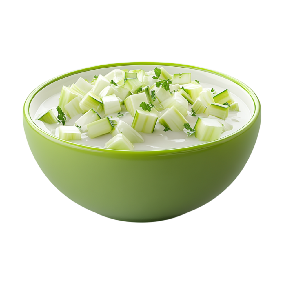 A bowl of cucumber salad with a green bowl png