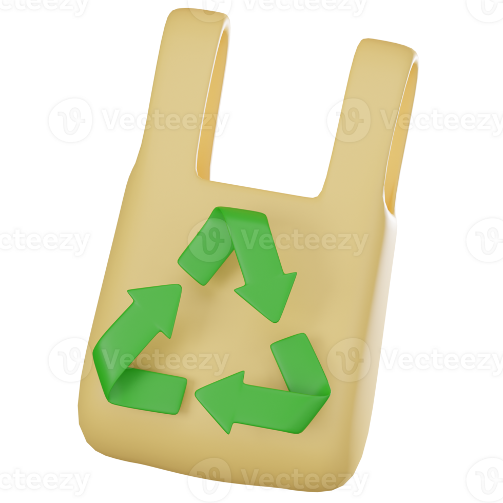 3D render, Sustainable Shopping of Recycled Bag Ecology, Icon Illustration png