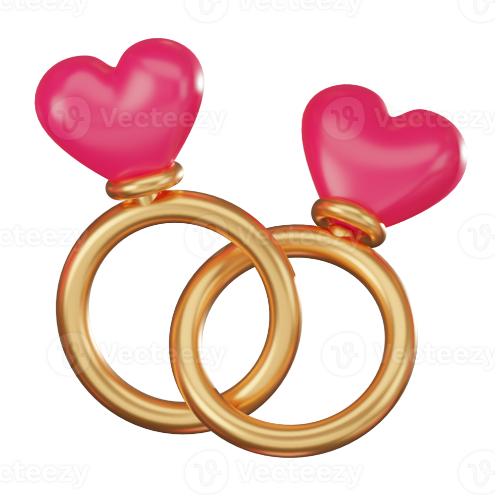 3D render, Eternal Love of Engagement Ring for Valentine's Day. Icon Illustration png