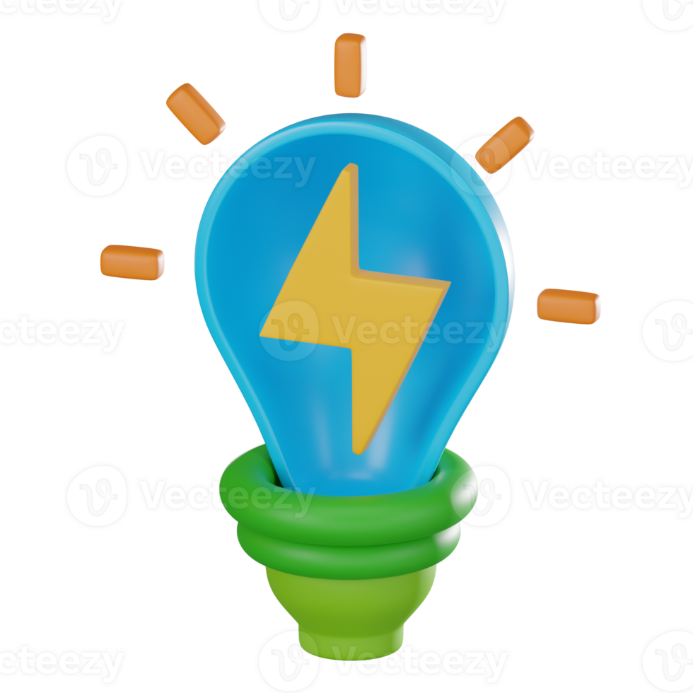 3D render, Eco Light Bulb for Sustainable Energy and Green Design, Icon Illustration png