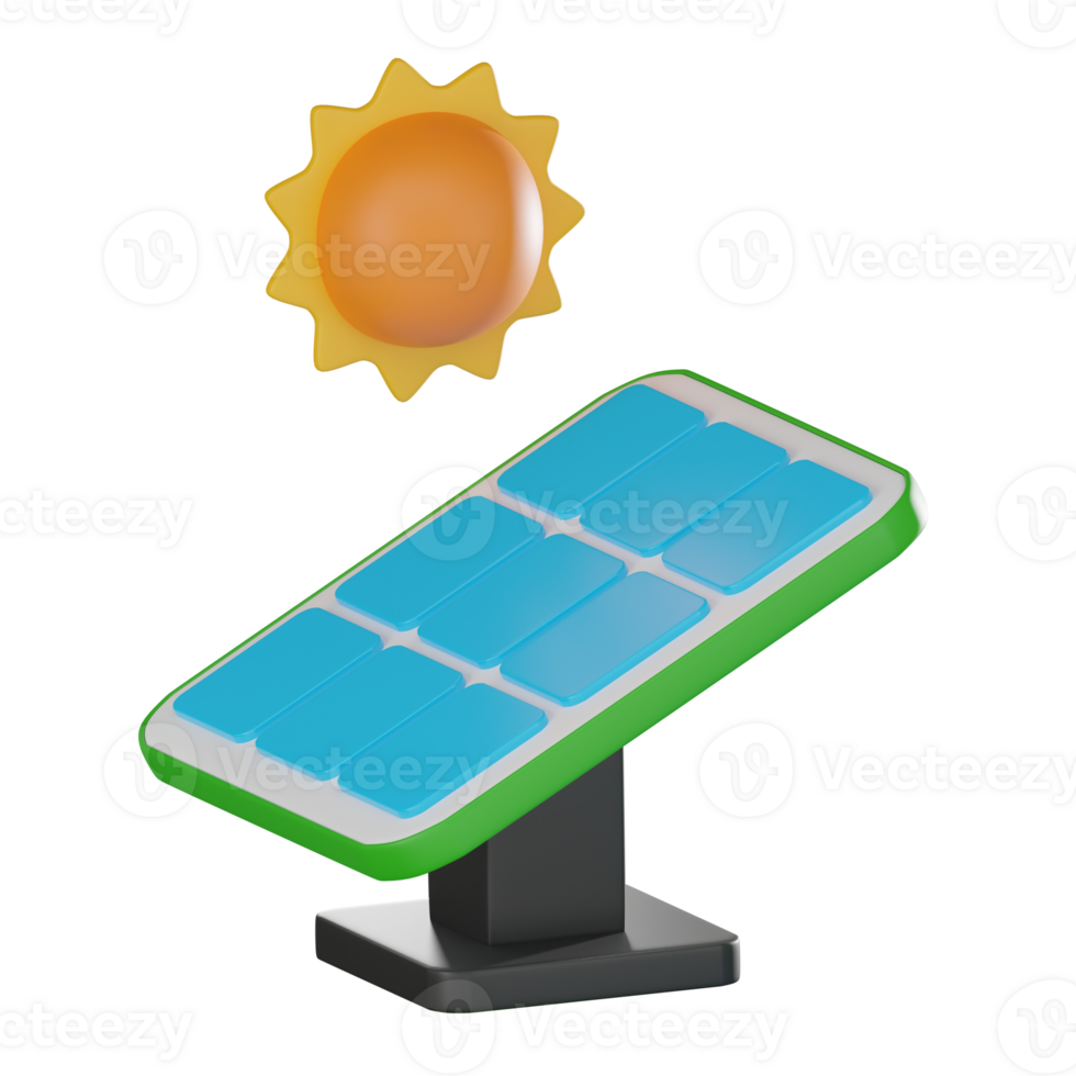 3D render, Solar Panel for Clean Energy, Icon Illustration png