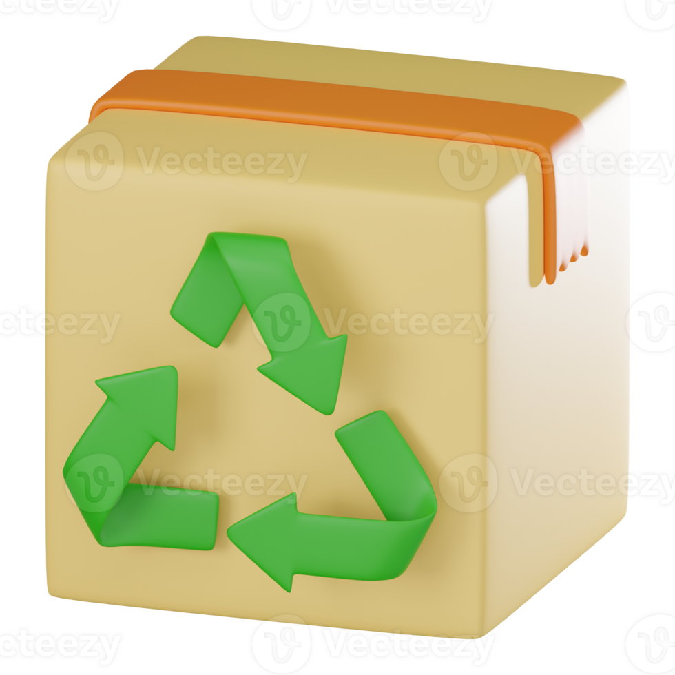3D render, Recycling Box Promoting Sustainability and Eco-Friendly Practices, Icon Illustration png