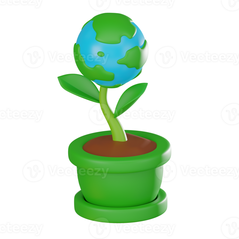 3D render, Earth Day for Environmental Awareness, Icon Illustration png