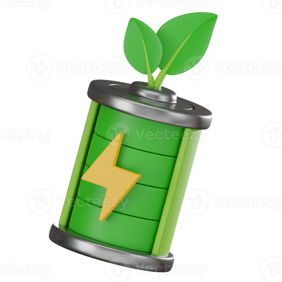 3D render, Eco Power Unleashed of Green Energy Battery, Icon Illustration png