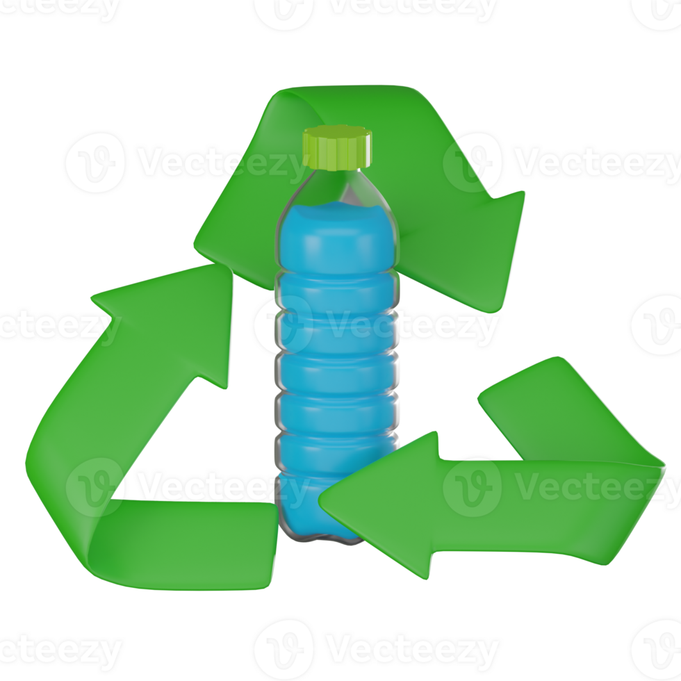 3D render, Recycle Bottle for Green Living, Icon Illustration png
