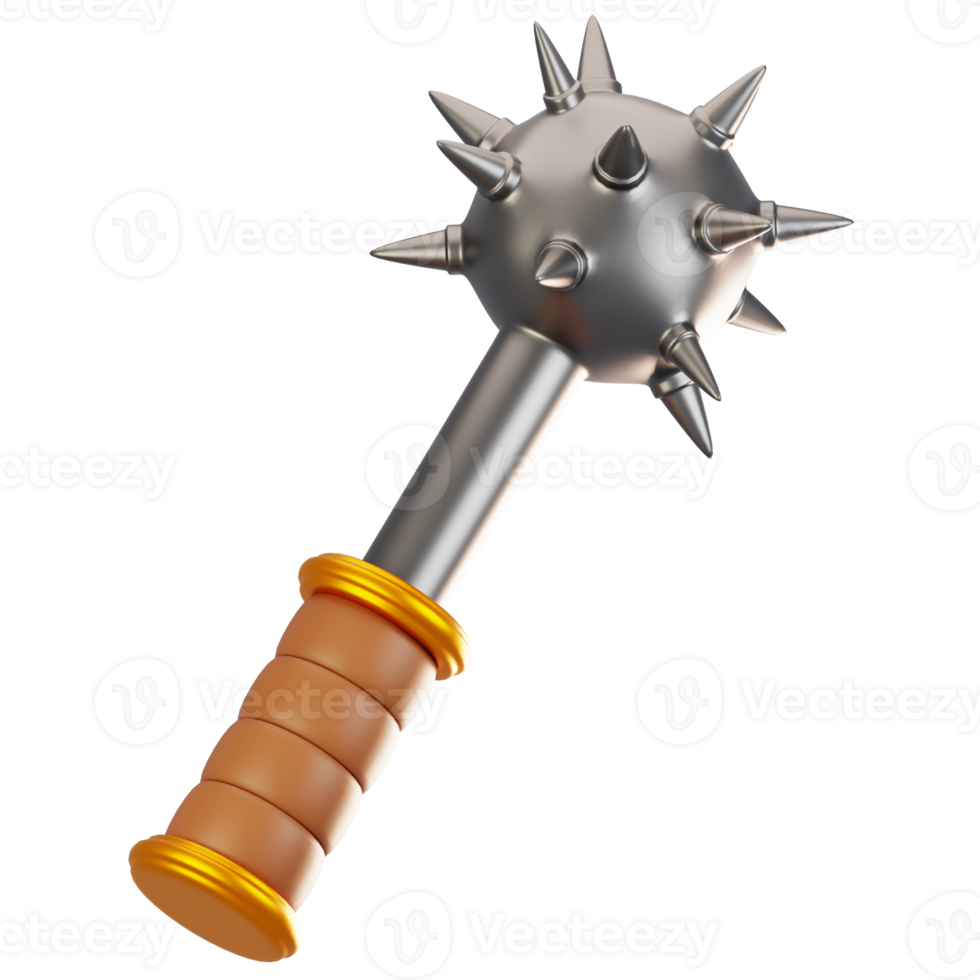 3d rendering adventure game icon concept. 3d render mace icon png