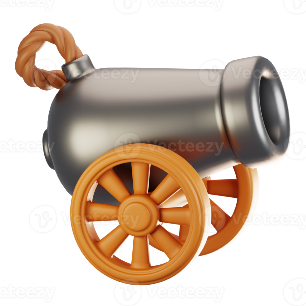 3d rendering adventure game icon concept. 3d render cannon icon png