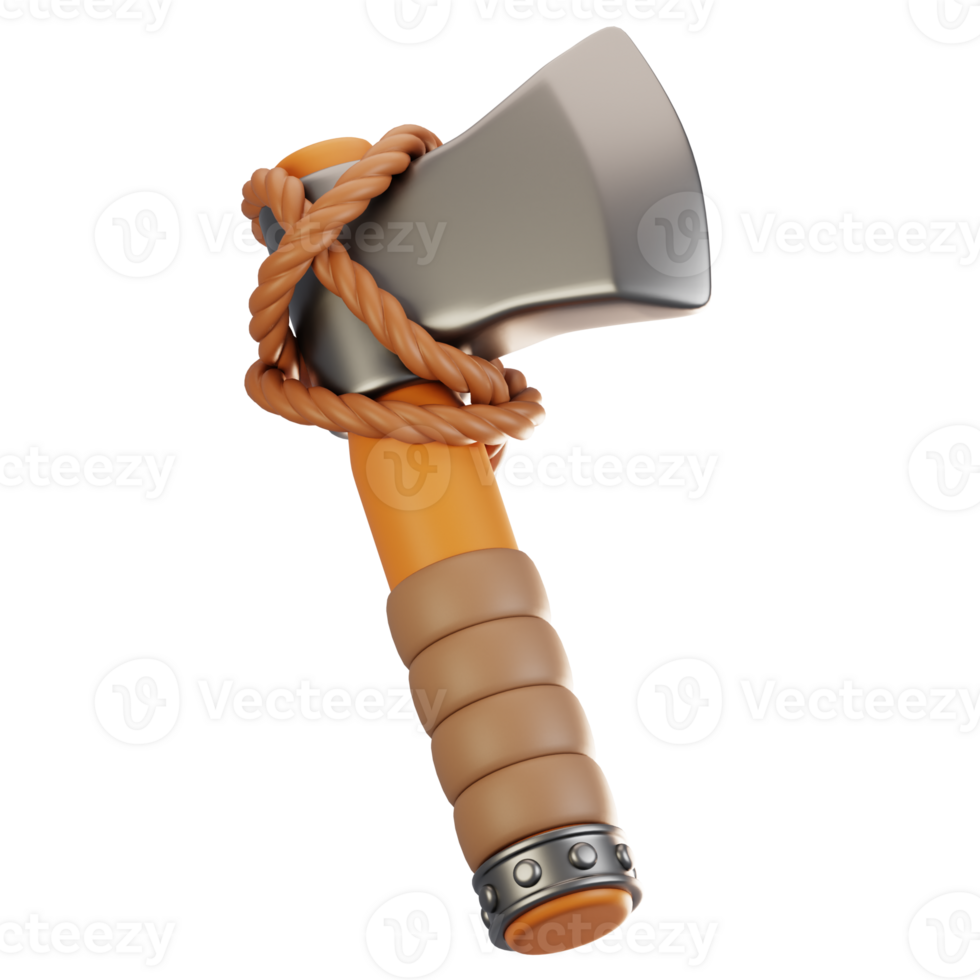 3d rendering adventure game icon concept. 3d render axe icon png