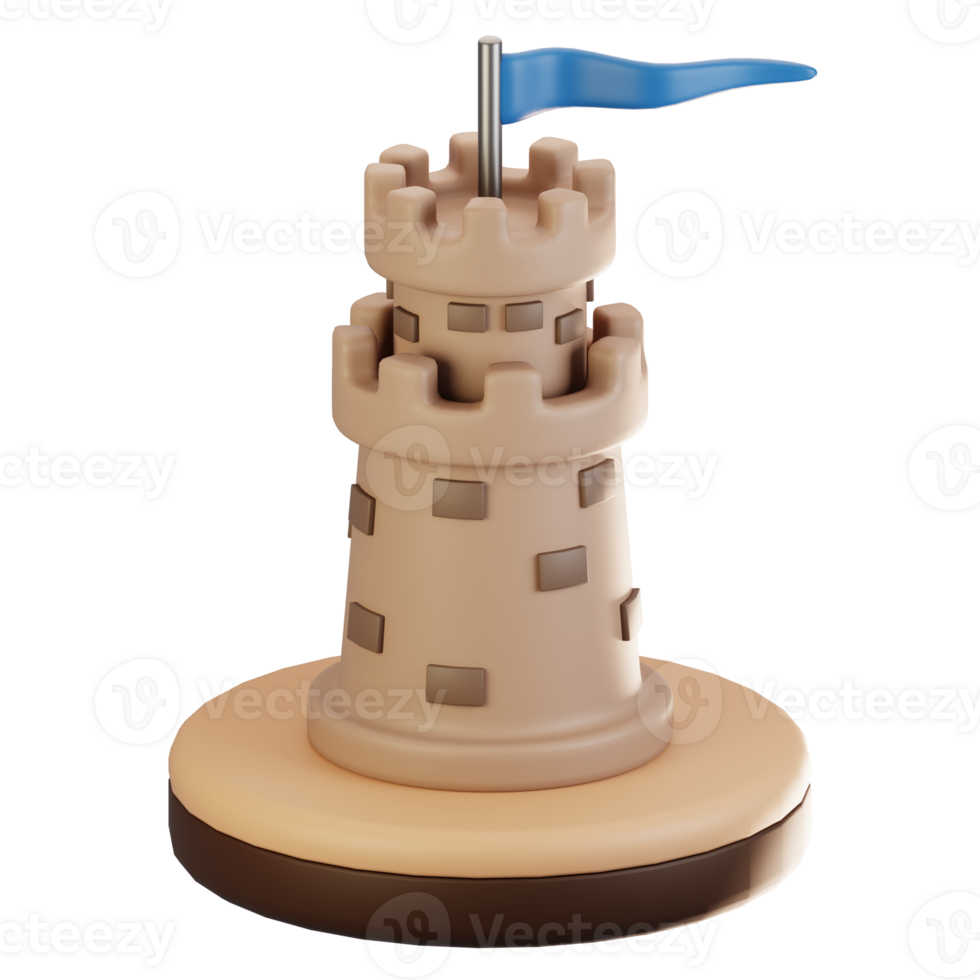 3d le rendu aventure Jeu icône concept. 3d rendre la tour icône png