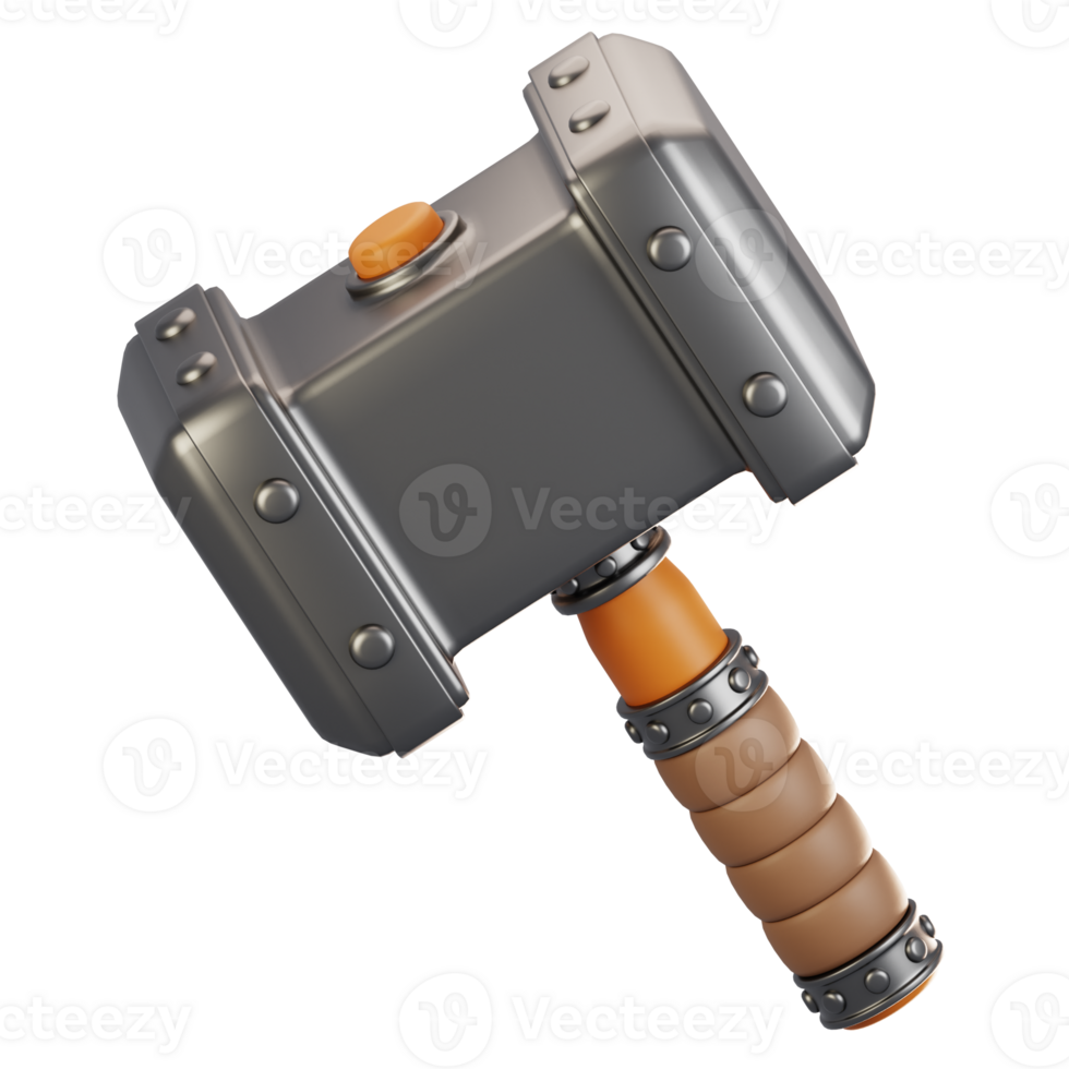 3d rendering adventure game icon concept. 3d render hammer icon png