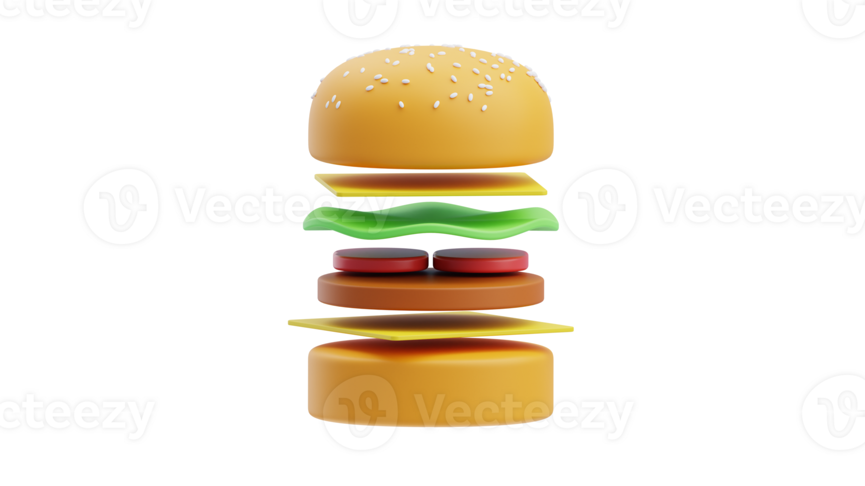 Burger 3D Icon. Fast Food 3D Icon png