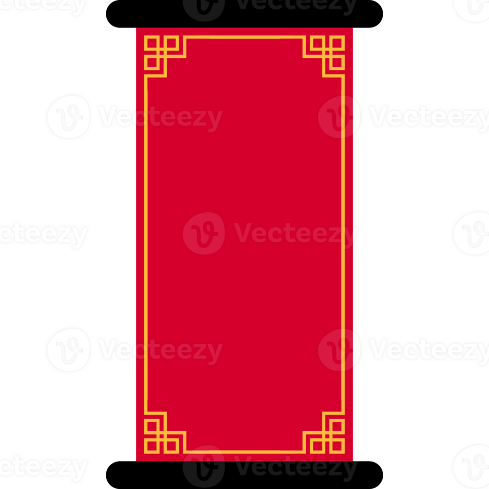 Chinese red paper scroll. Empty Chinese paper roll. Chinese ornate for decorative png