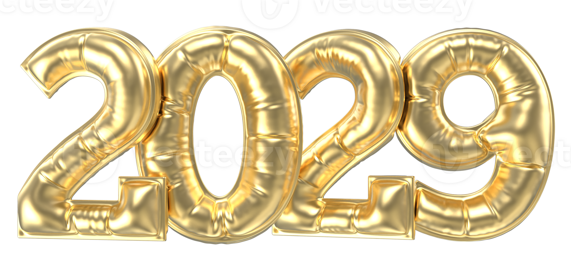Number 2029 Gold 3D Redner png