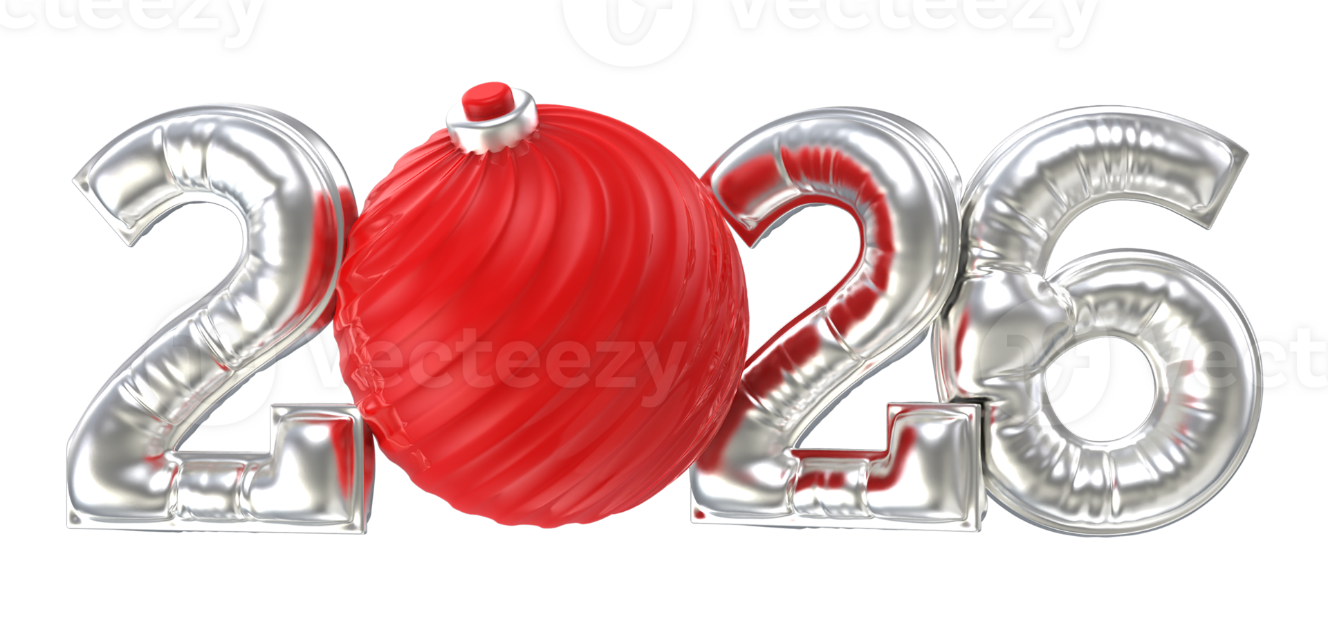 Number 2026 Silver With Ball Red 3D Redner png